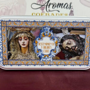 Lata metálica vacía Santísimo Cristo del Descendimiento de la Santa Cruz, María Santísima en su Quinta Angustia y Nuestra Señora de los Dolores