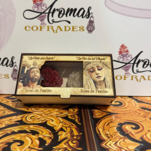 Caja rosa y clavel del Santísimo Cristo del Perdón y María Santísima del Rosario en sus Misterios Dolorosos